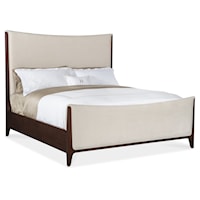 Transitional California King Upholstered Panel Bed