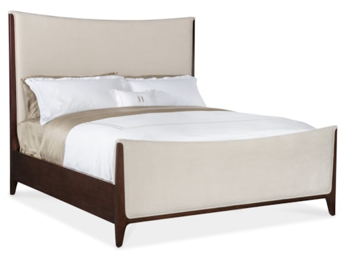 Transitional King Upholstered Panel Bed