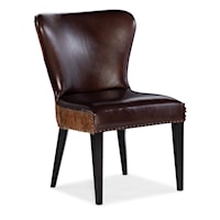 Traditional Accent Chair with Hair on Hide Leather