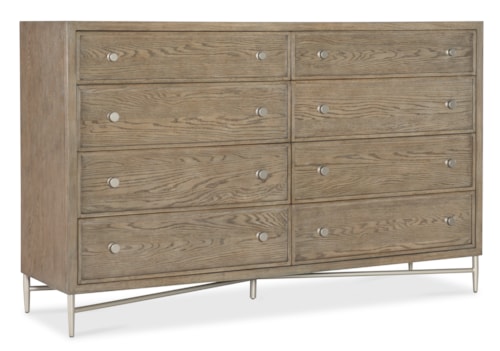 Contemporary 8-Drawer Dresser with Felt-Lined Jewelry Tray