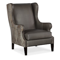 Transitional Club Chair with Faux Croc and Nailhead Trim