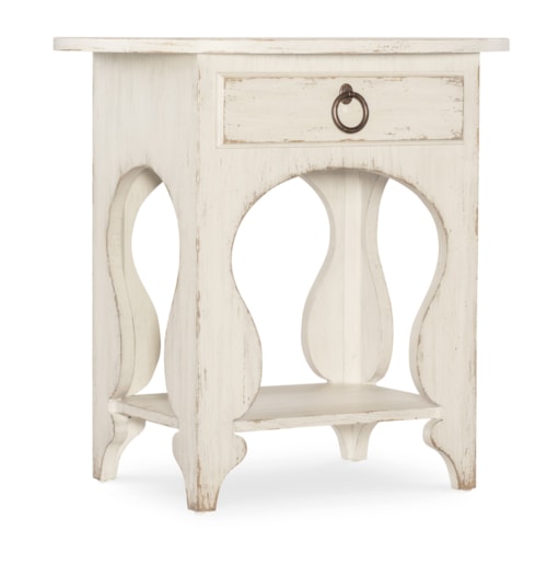Traditional 1-Drawer Nightstand with Lower Fixed Shelf