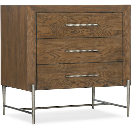 Casual 3-Drawer Nightstand with USB Ports