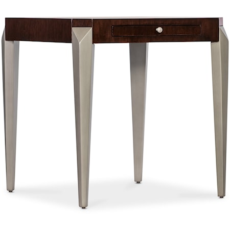 Transitional Square End Table with Pullout Drink Shelf