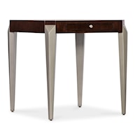 Transitional Square End Table with Pullout Drink Shelf