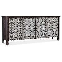 Traditional 4-Door Entertainment Credenza with Wire Management Holes