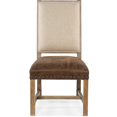 Upholstered Side Chair with Leather Cushion