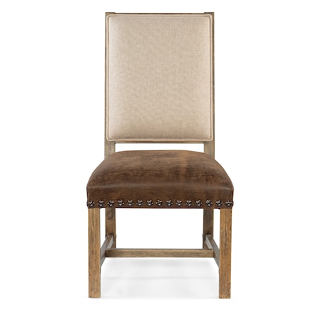 Upholstered Side Chair with Leather Cushion