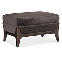 Transitional Ottoman with Wood Frame