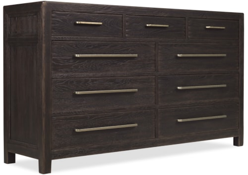 Relaxed Transitional Nine-Drawer Dresser with Jewelry Tray