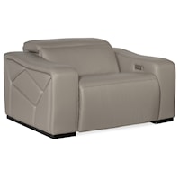 Contemporary Leather Power Recliner with Power Headrest & USB Port