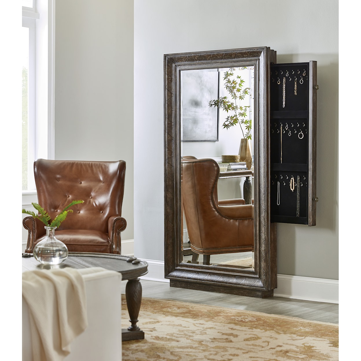 Hooker Furniture Traditions Floor Mirror w/ Hidden Jewelry Storage