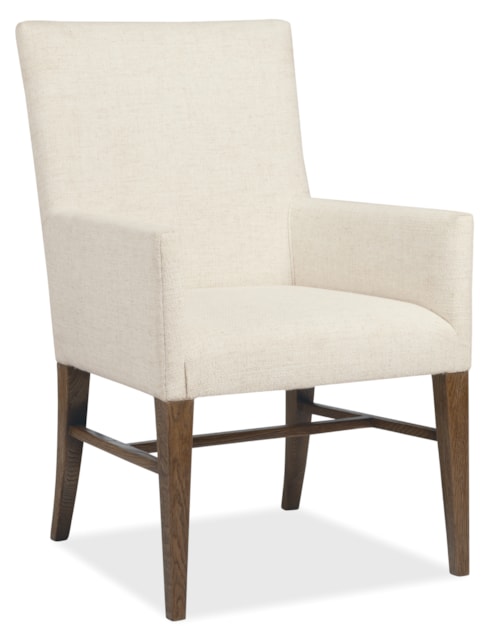 Relaxed Transitional Fully-Upholstered Dining Arm Chair