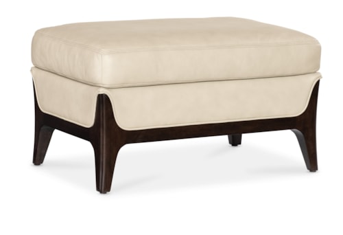 Transitional Ottoman with Wood Frame