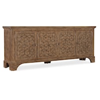 Traditional 4-Door Entertainment Credenza with Wire Management Holes