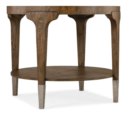 Casual Round Side Table with Storage Shelf