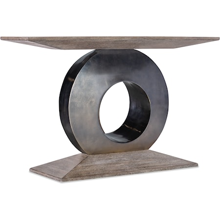 Contemporary Accent Table with Metal Circle Base