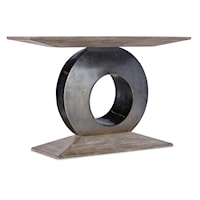 Contemporary Accent Table with Metal Circle Base