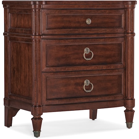 Traditional 3-Drawer Nightstand with USB Ports