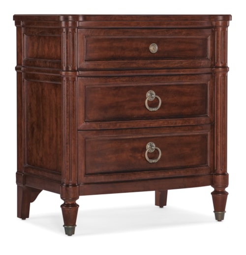 Traditional 3-Drawer Nightstand with USB Ports