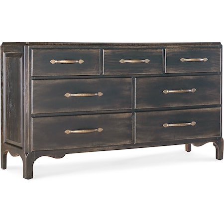 Traditional 7-Drawer Dresser with Self-Closing Drawers