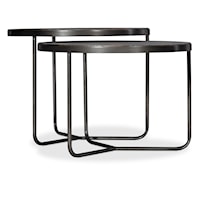 Contemporary Nesting Coffee Table with Hammered Aluminum Top