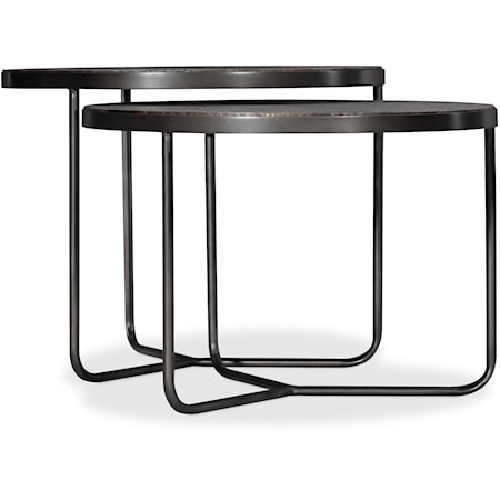 Contemporary Nesting Coffee Table with Hammered Aluminum Top