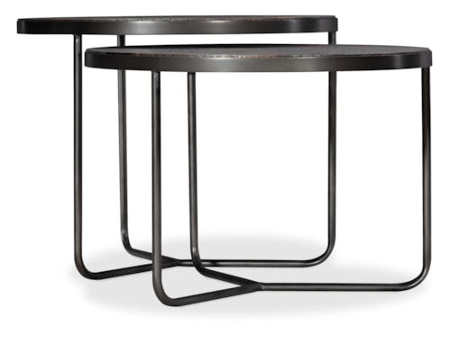 Contemporary Nesting Coffee Table with Hammered Aluminum Top