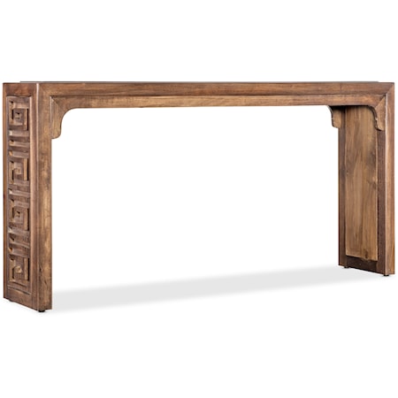Casual Thrace Console Table with Tempered Glass Inlay