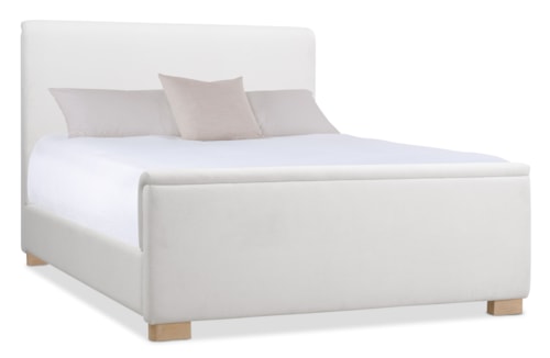 Contemporary Upholstered Queen Bed with Block Feet