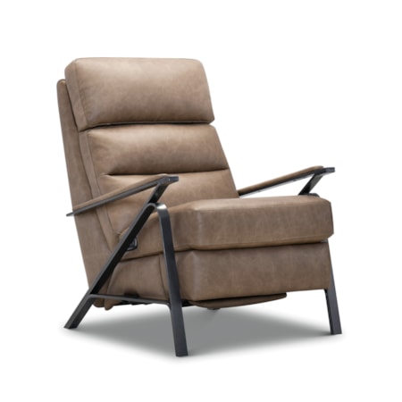 Leather Channeled-Back Power Recliner