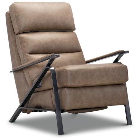 Leather Channeled-Back Power Recliner