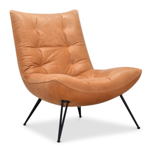 Modern Casual Leather Armless Accent Chair with Spindle Legs