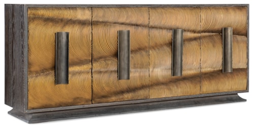 Transitional Gold and Bronze Four Door TV Stand with Power Outlets