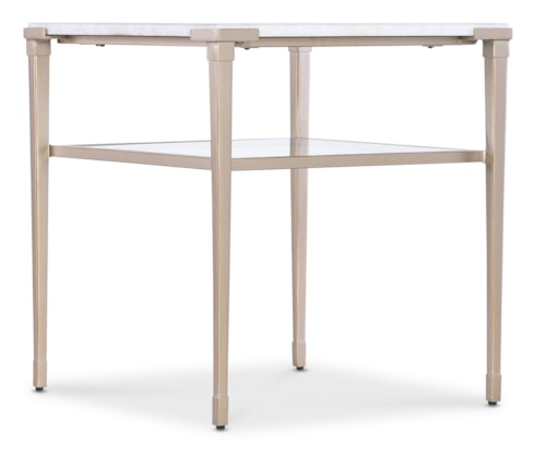 Contemporary End Table with Stone Top