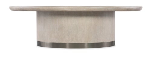 Contemporary Round Cocktail Table with Metal Base