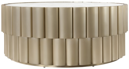 Contemporary Round Cocktail Table with Mirrored Top