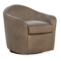 Roper Transitional Leather Swivel Chair with Nailheads