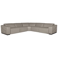 Contemporary 5-Piece Leather Power Reclining Sectional Sofa with Power Headrests & USB Ports