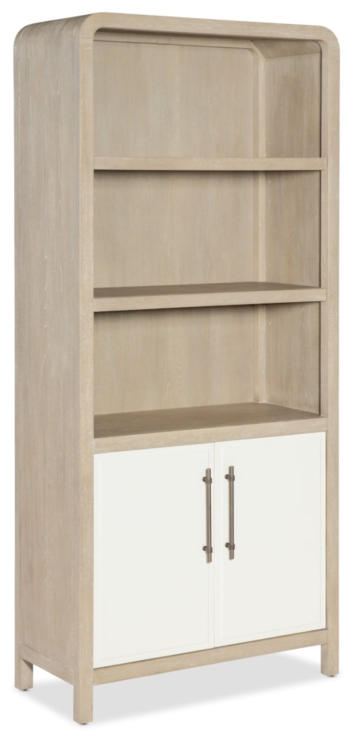 Transitional 2-Door Bookcase with Adjustable Shelves