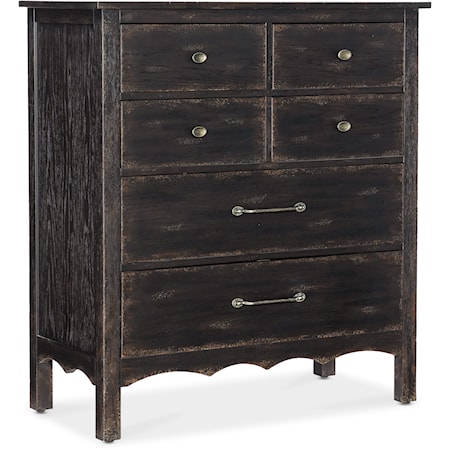 Traditional 6-Drawer Bedroom Chest with Felt Lined Top Drawers