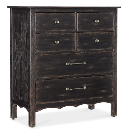 Traditional 6-Drawer Bedroom Chest with Felt Lined Top Drawers