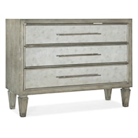 Transitional Three-Drawer Chest with Antique Glass Front Drawers