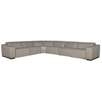 Contemporary 6-Piece Leather Power Reclining Sectional Sofa with Power Headrests & USB Ports