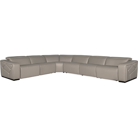 Contemporary 6-Piece Leather Power Reclining Sectional Sofa with Power Headrests & USB Ports