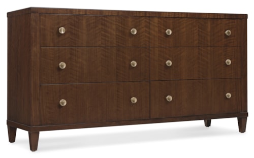 Traditional 6-Drawer Dresser with Cedar-Lined Bottom Drawers and Jewelry Tray
