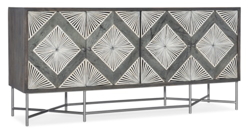 Transitional Four-Door TV Stand with Bone Inlay