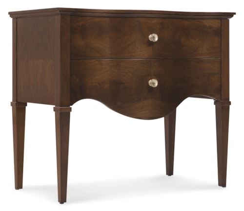 Traditional 2-Drawer Nightstand with Oak Veneer Drawer Bottoms