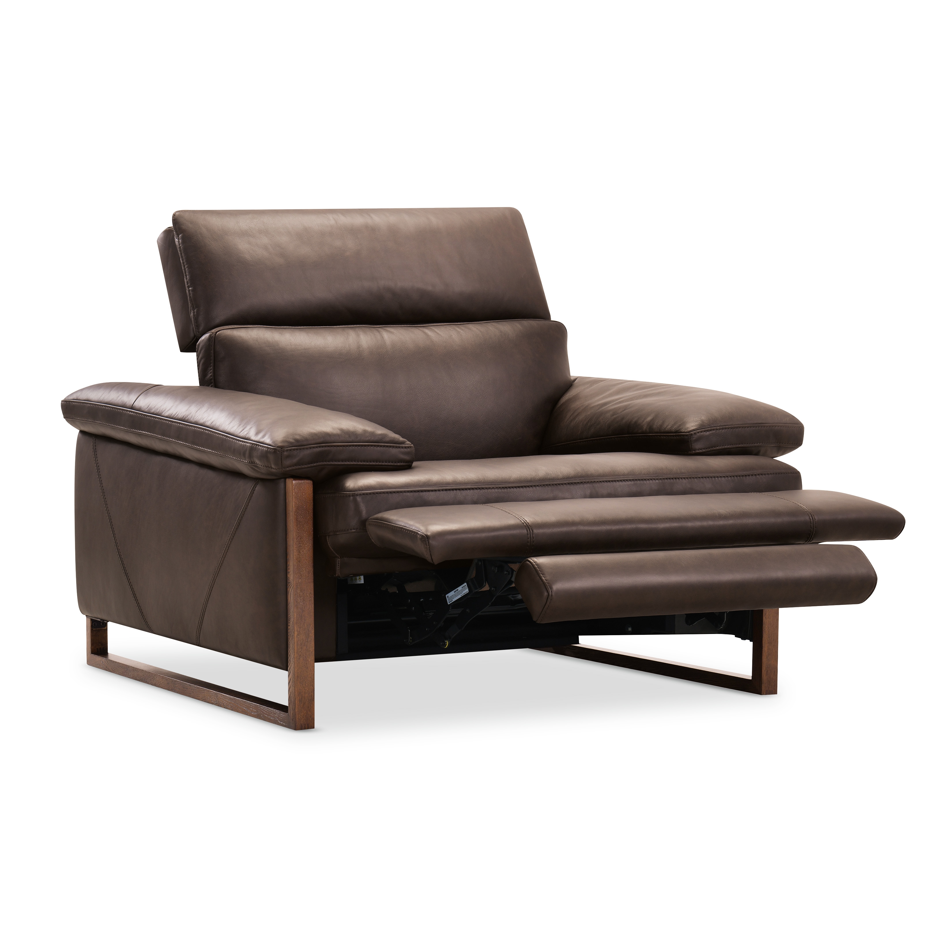 Oversized Leather Pillow-Arm Power Recliner