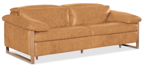 Casual Leather Power Double-Reclining Sofa with Power Headrest